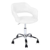 White and Silver Adjustable Swivel Fabric Rolling Office Chair - Homeroots - Flyclothing LLC