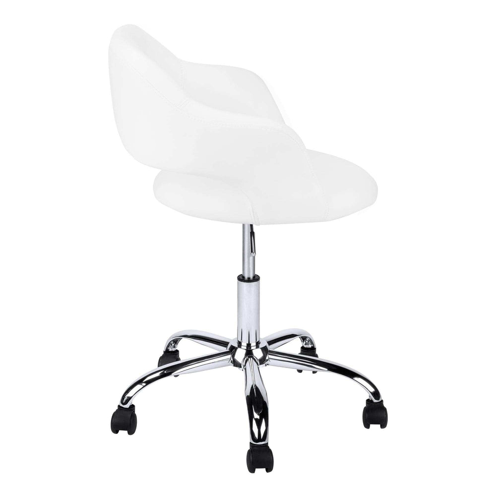 White and Silver Adjustable Swivel Fabric Rolling Office Chair - Homeroots - Flyclothing LLC
