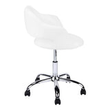 White and Silver Adjustable Swivel Fabric Rolling Office Chair - Homeroots - Flyclothing LLC