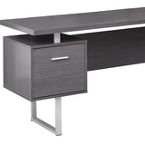 71" Gray and Silver L Shape Computer Desk With Three Drawers - Homeroots - Flyclothing LLC