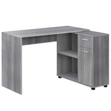 34" Gray L Shape Computer Desk With Two Drawers - Homeroots - Flyclothing LLC
