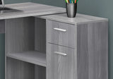 34" Gray L Shape Computer Desk With Two Drawers - Homeroots - Flyclothing LLC