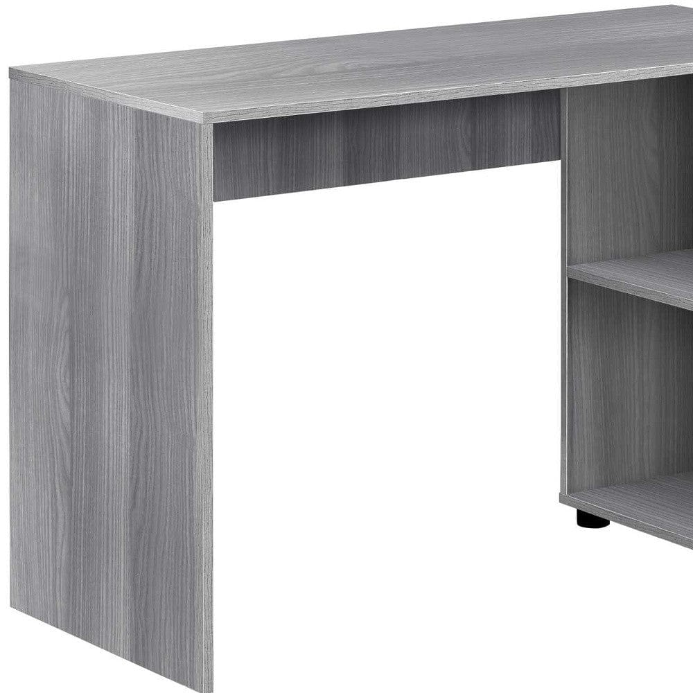 34" Gray L Shape Computer Desk With Two Drawers - Homeroots - Flyclothing LLC