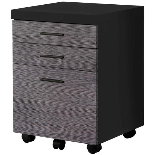 17.75" X 18.25" X 25.25" Black Grey Particle Board 3 Drawers  Filing Cabinet - Homeroots