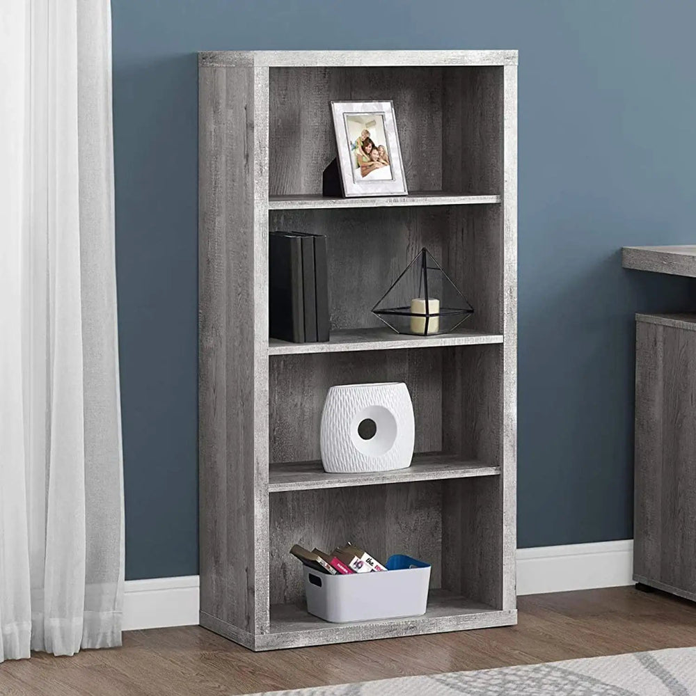 48" Gray Wood Bookcase - Homeroots - Flyclothing LLC