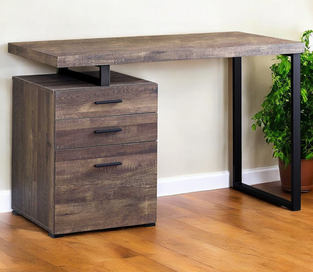 24" Brown and Black Computer Desk With Three Drawers - Homeroots - Flyclothing LLC