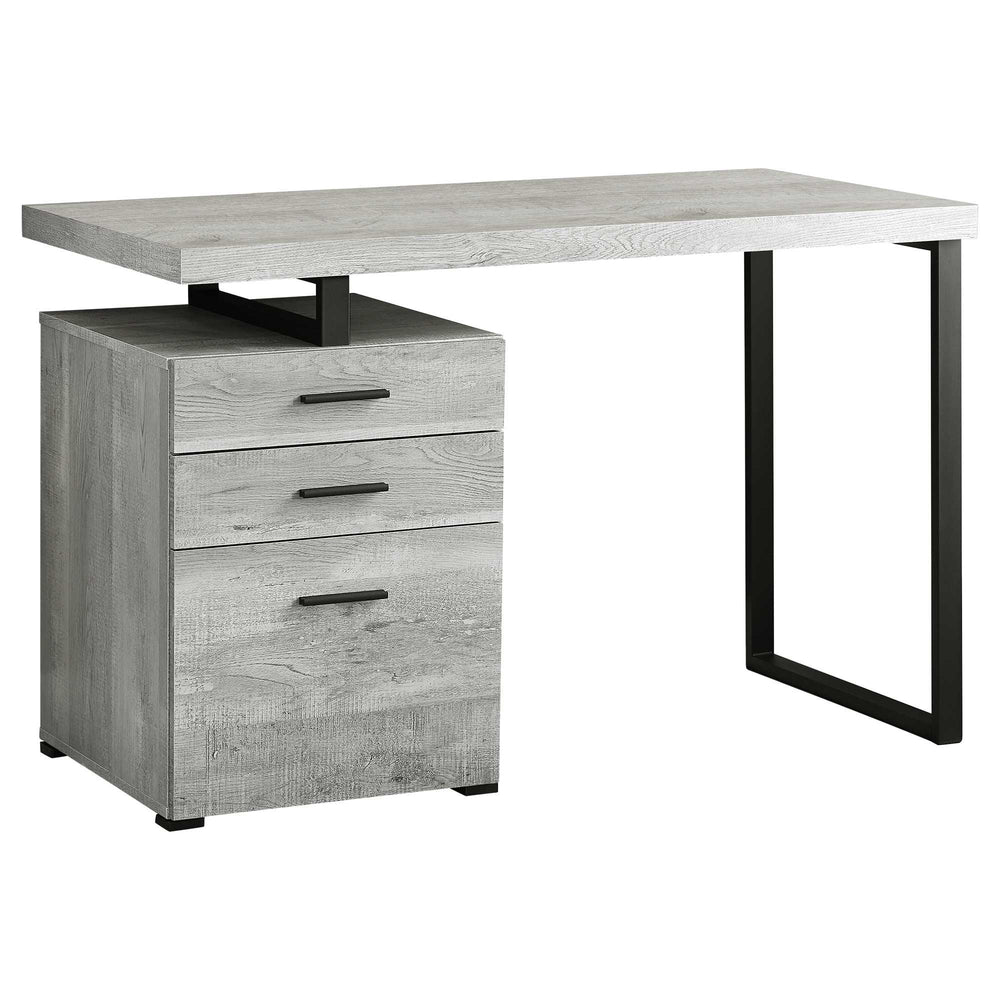 47" Gray and Black Computer Desk With Three Drawers - Homeroots - Flyclothing LLC