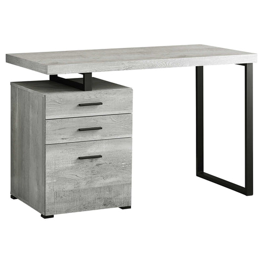 47" Gray and Black Computer Desk With Three Drawers - Homeroots