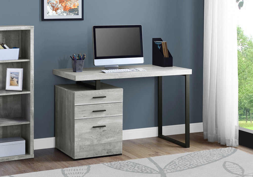 47" Gray and Black Computer Desk With Three Drawers - Homeroots - Flyclothing LLC