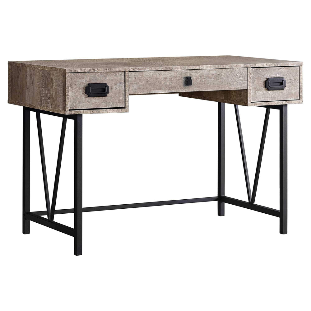 24" Taupe and Black Computer Desk With Three Drawers - Homeroots - Flyclothing LLC