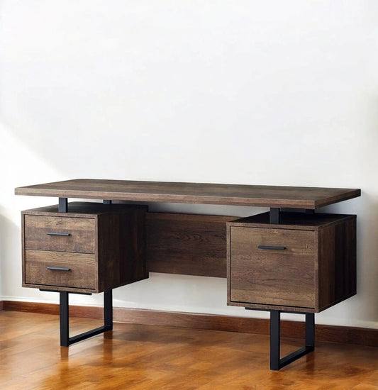 24" Brown and Black With Three Drawers - Homeroots