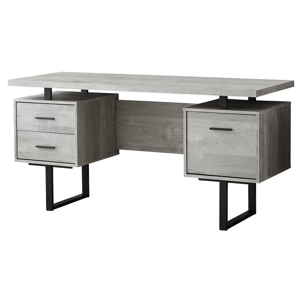24" Gray and Black Computer Desk With Three Drawers - Homeroots - Flyclothing LLC