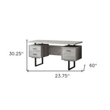 24" Gray and Black Computer Desk With Three Drawers - Homeroots - Flyclothing LLC