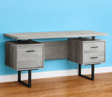 24" Gray and Black Computer Desk With Three Drawers - Homeroots - Flyclothing LLC