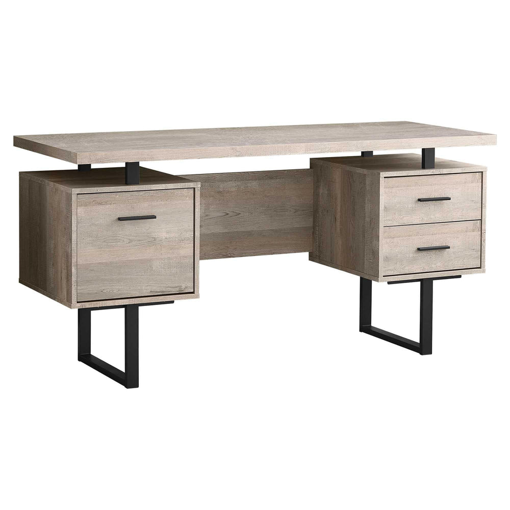 24" Taupe and Black Computer Desk With Three Drawers - Homeroots - Flyclothing LLC