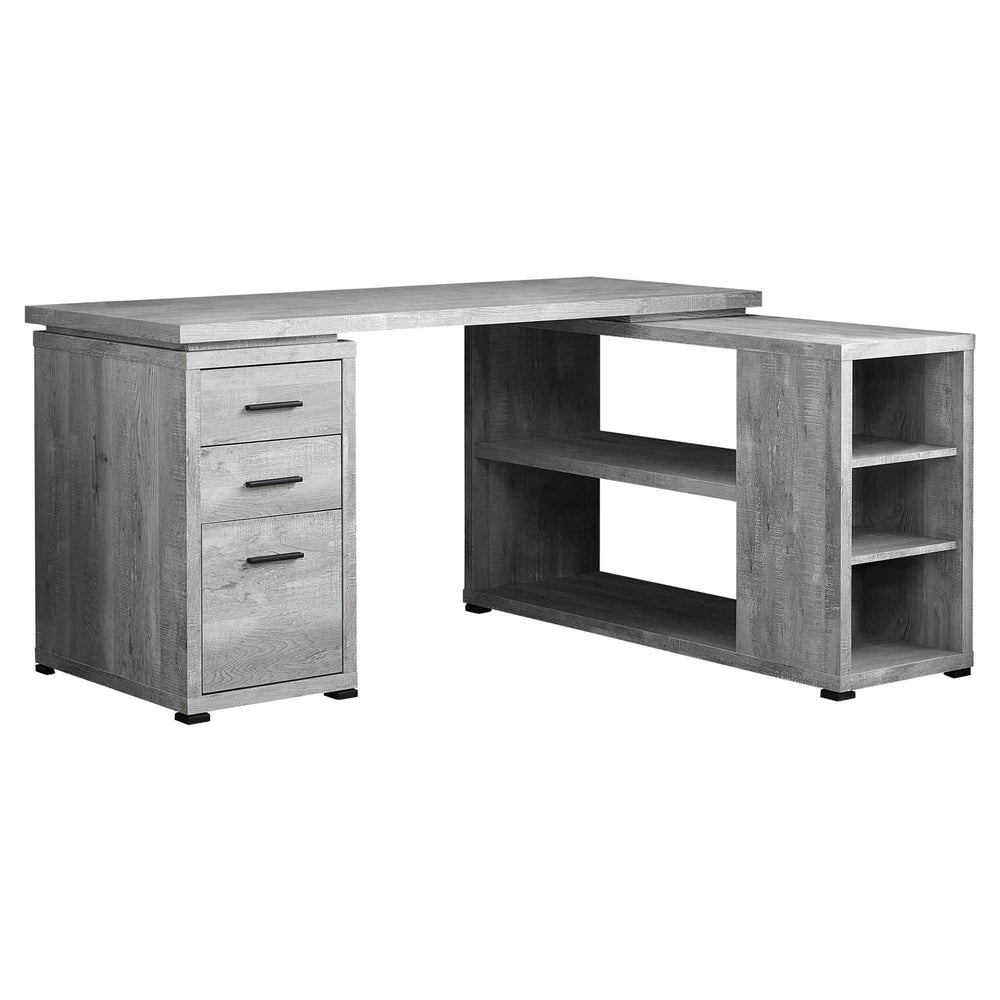 47" Gray L Shape Computer Desk With Three Drawers - Homeroots - Flyclothing LLC