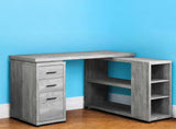 47" Gray L Shape Computer Desk With Three Drawers - Homeroots - Flyclothing LLC