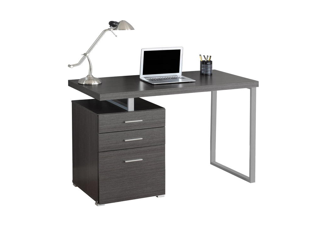 24" Gray and Silver Computer Desk With Three Drawers - Homeroots - Flyclothing LLC