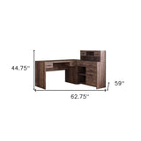 63" Brown L Shape Computer Desk With Eight Drawers - Homeroots - Flyclothing LLC