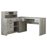59" Gray L Shape Computer Desk With Eight Drawers - Homeroots - Flyclothing LLC