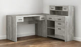 59" Gray L Shape Computer Desk With Eight Drawers - Homeroots - Flyclothing LLC