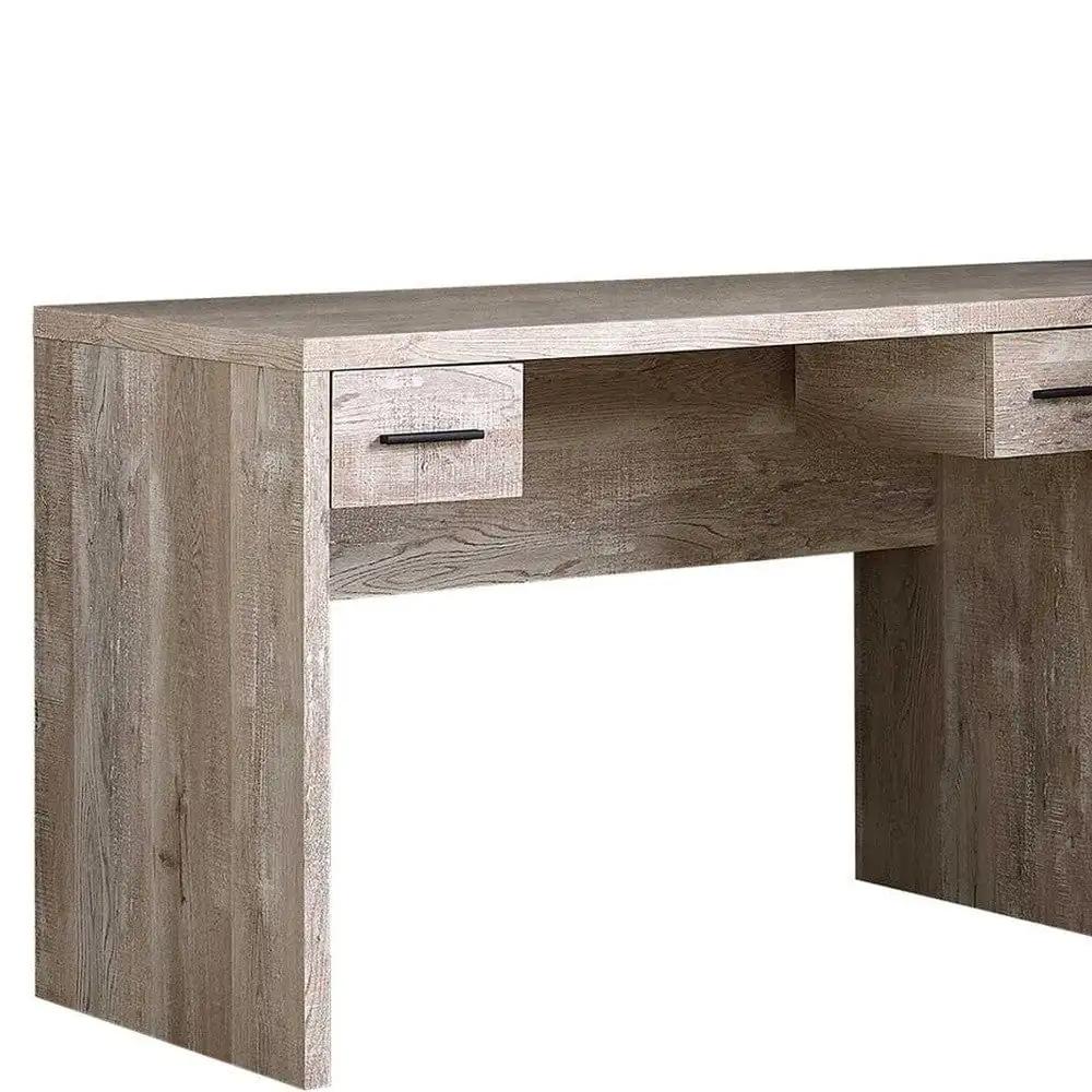 63" Taupe L Shape Computer Desk With Eight Drawers - Homeroots - Flyclothing LLC