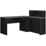 59" Gray and Black L Shape Computer Desk With Eight Drawers - Homeroots - Flyclothing LLC