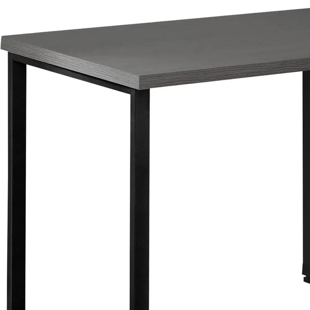 47" Gray and Black L Shape Computer Desk With Three Drawers - Homeroots - Flyclothing LLC