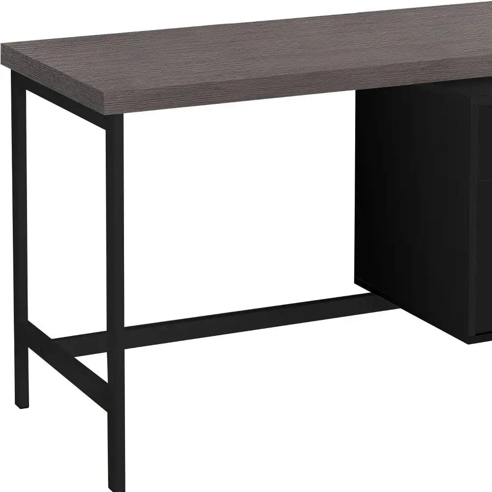 24" Gray and Black Computer Desk With Two Drawers - Homeroots - Flyclothing LLC