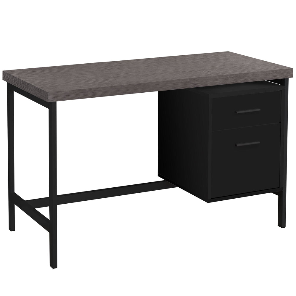 24" Gray and Black Computer Desk With Two Drawers - Homeroots - Flyclothing LLC