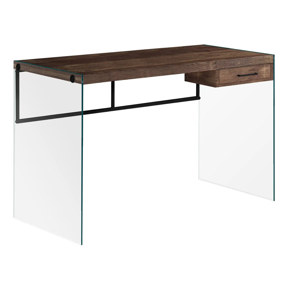 24" Brown and Clear Computer Desk - Homeroots - Flyclothing LLC