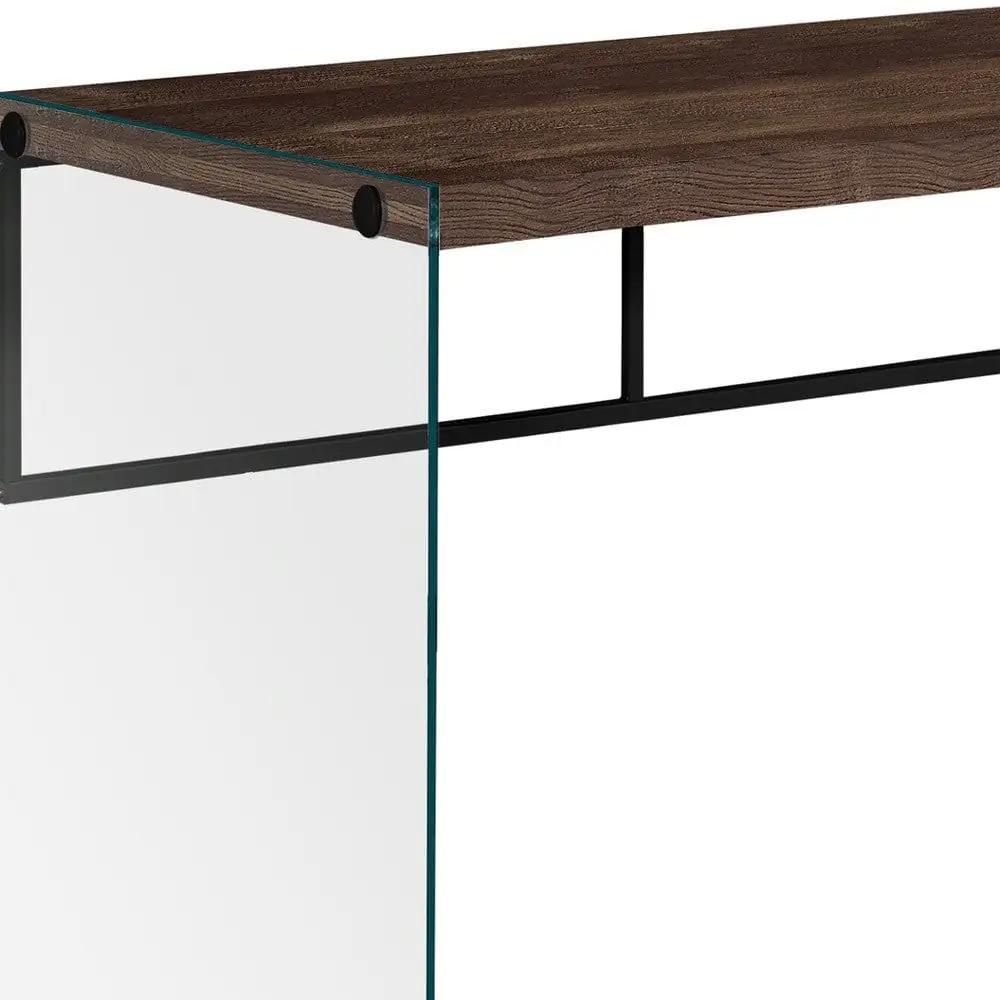 24" Brown and Clear Computer Desk - Homeroots - Flyclothing LLC