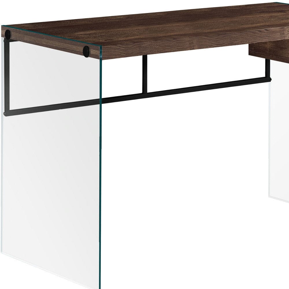 24" Brown and Clear Computer Desk - Homeroots - Flyclothing LLC