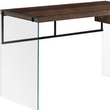 24" Brown and Clear Computer Desk - Homeroots - Flyclothing LLC
