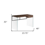24" Brown and Clear Computer Desk - Homeroots - Flyclothing LLC