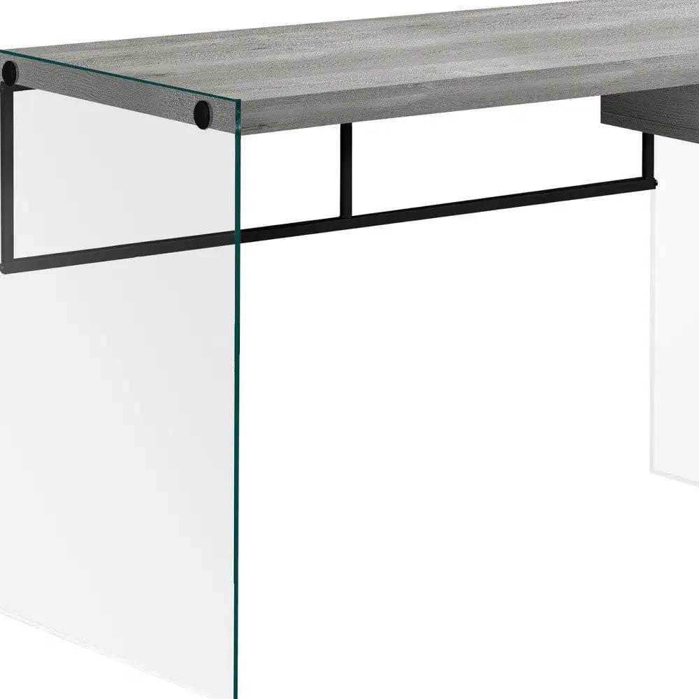 24" Gray and Clear Computer Desk - Homeroots - Flyclothing LLC
