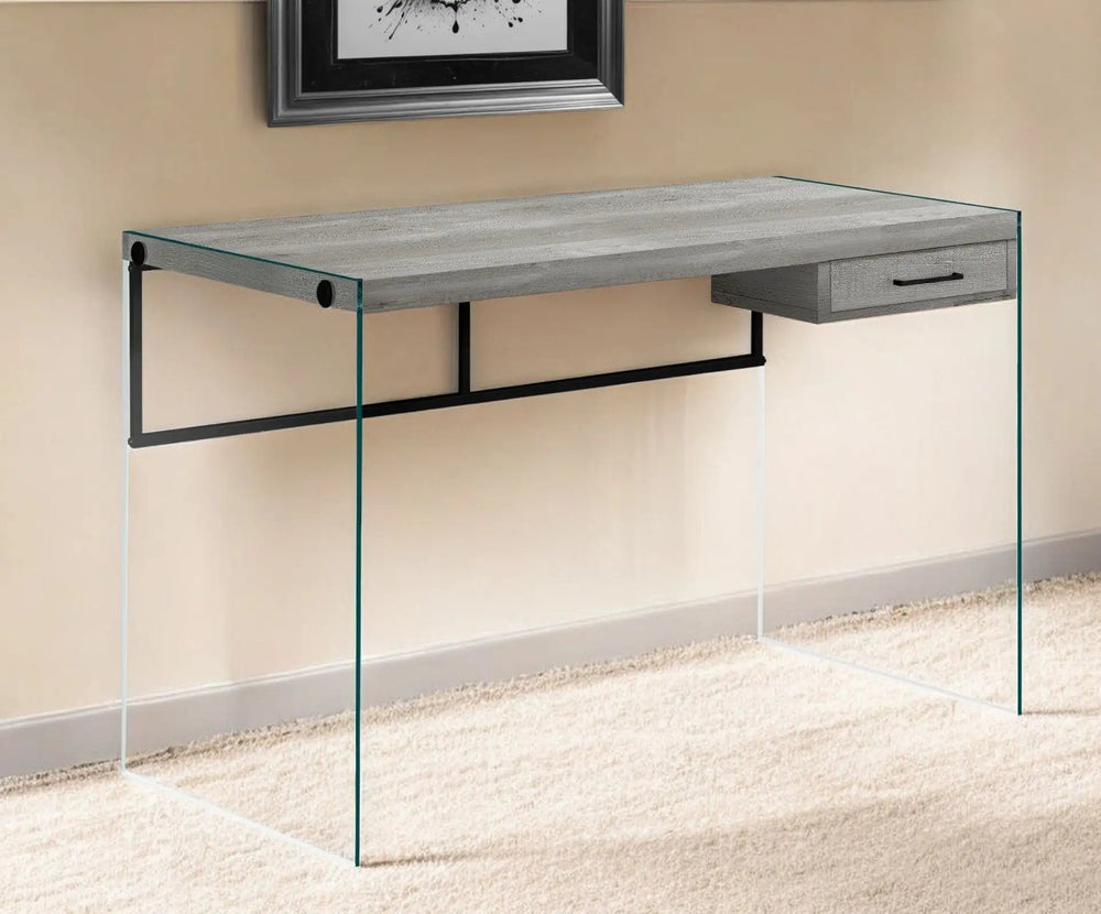 24" Gray and Clear Computer Desk - Homeroots - Flyclothing LLC