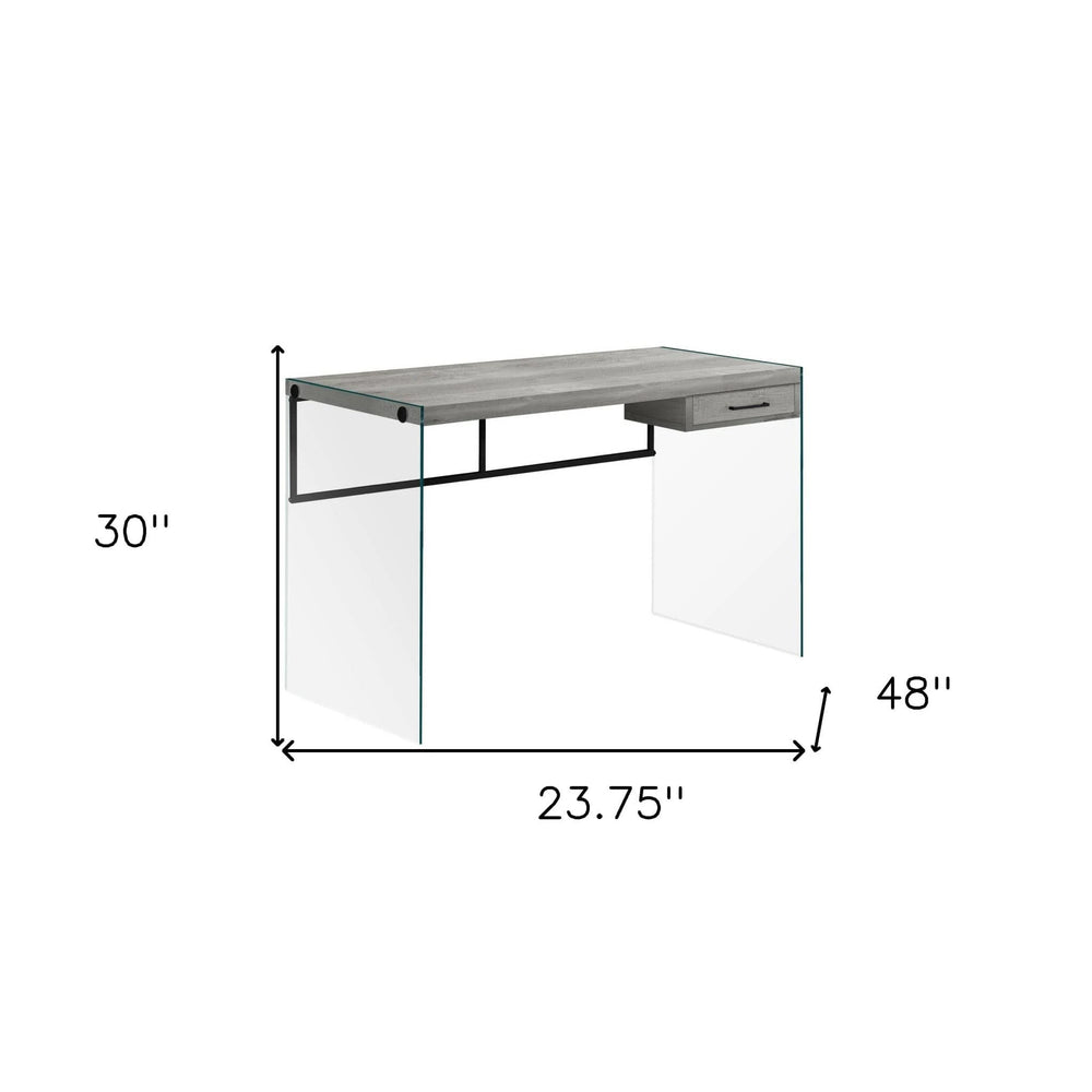24" Gray and Clear Computer Desk - Homeroots - Flyclothing LLC