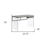 24" Gray and Clear Computer Desk - Homeroots - Flyclothing LLC