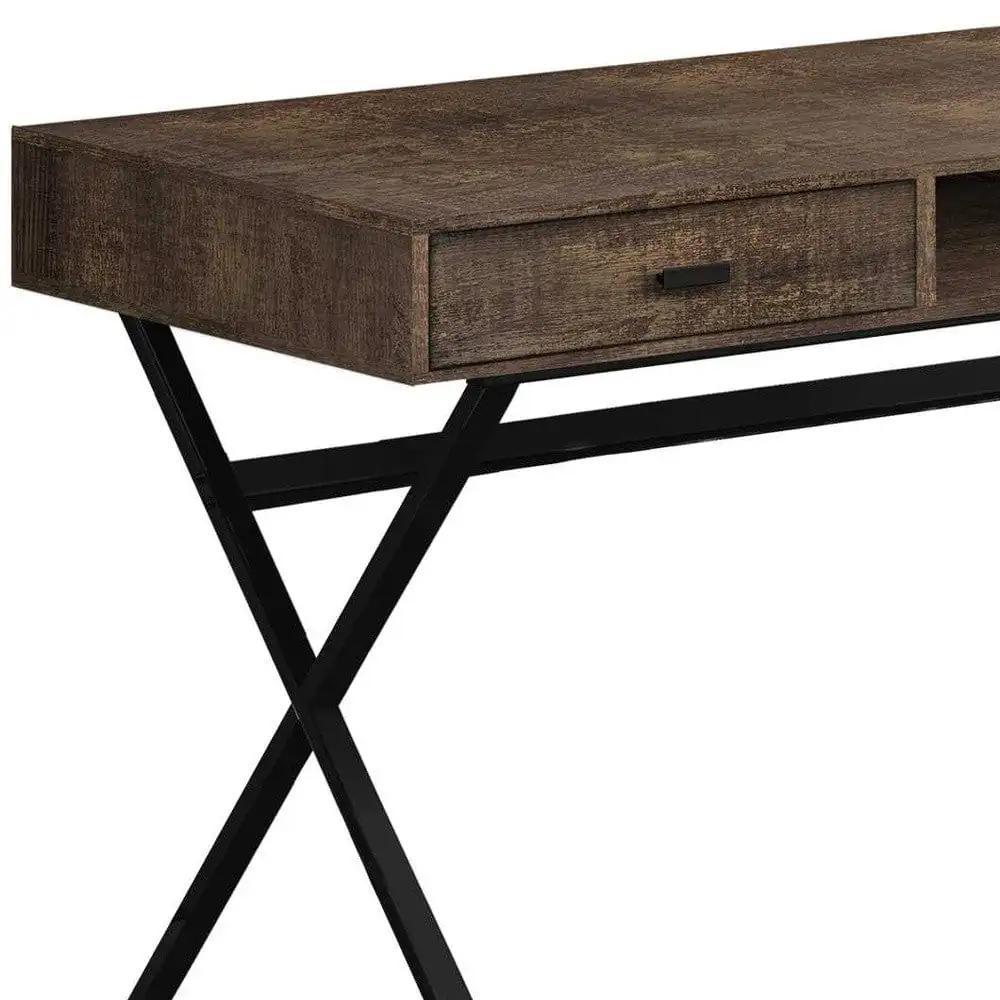 24" Brown and Black Computer Desk With Two Drawers - Homeroots - Flyclothing LLC