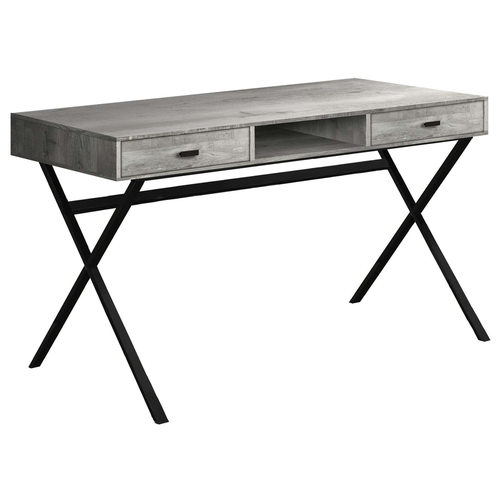 24" Gray and Black Computer Desk With Two Drawers - Homeroots - Flyclothing LLC