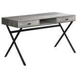 24" Gray and Black Computer Desk With Two Drawers - Homeroots - Flyclothing LLC