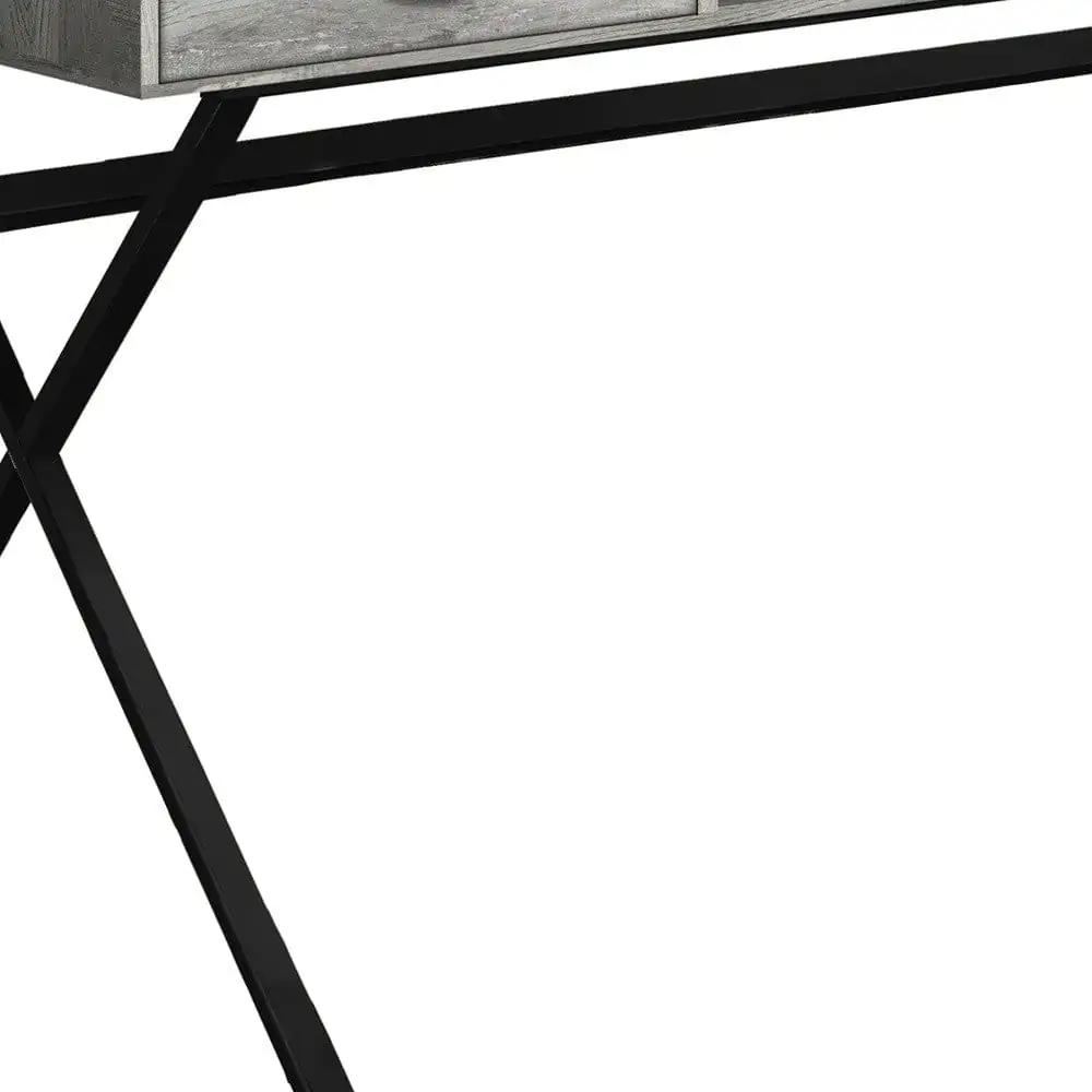 24" Gray and Black Computer Desk With Two Drawers - Homeroots - Flyclothing LLC