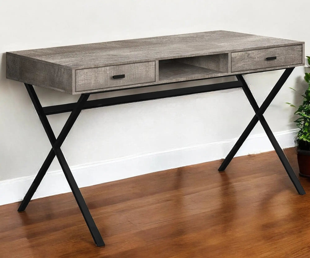 47" Taupe and Black With Two Drawers - Homeroots - Flyclothing LLC