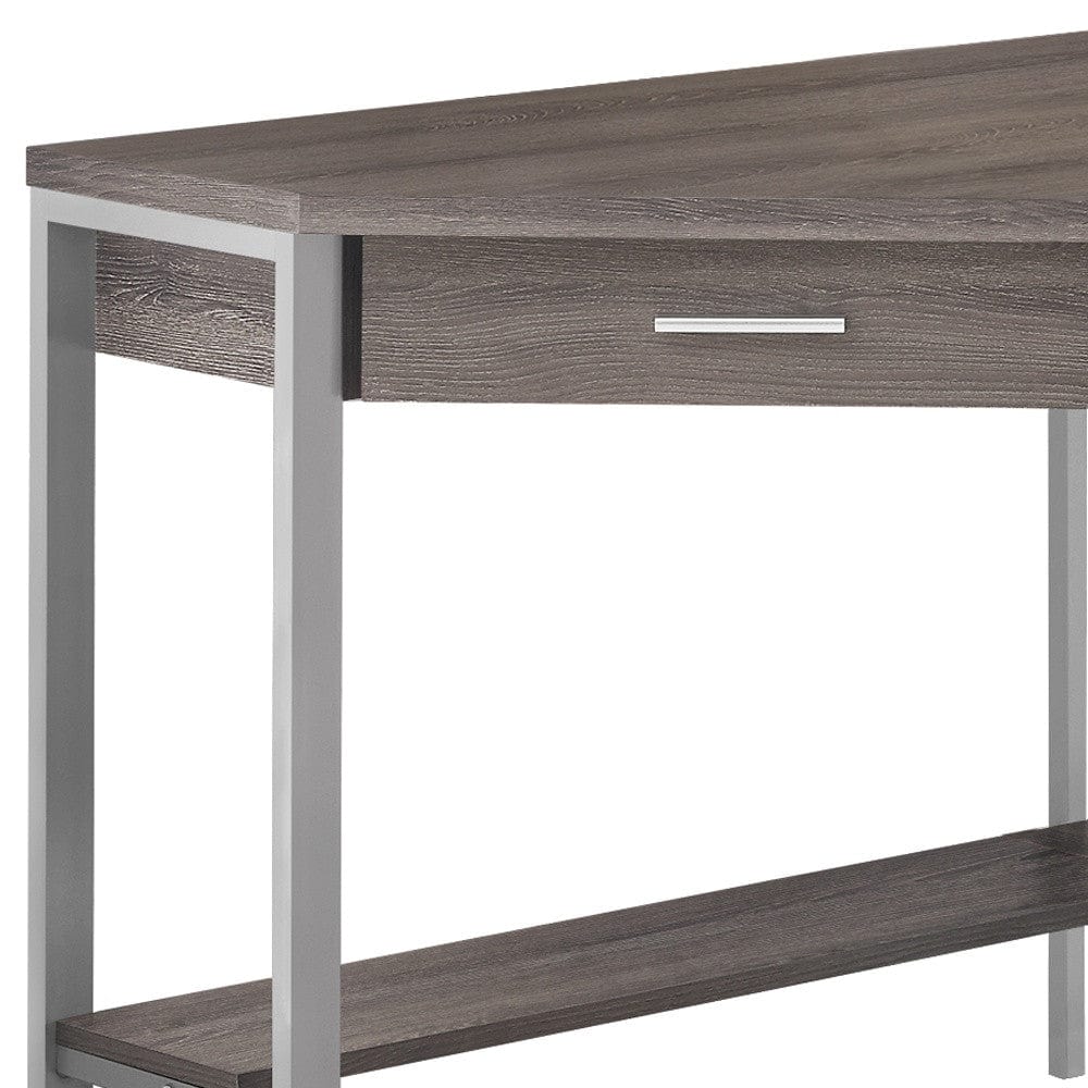 42" Taupe and Silver Corner Computer Desk - Homeroots - Flyclothing LLC