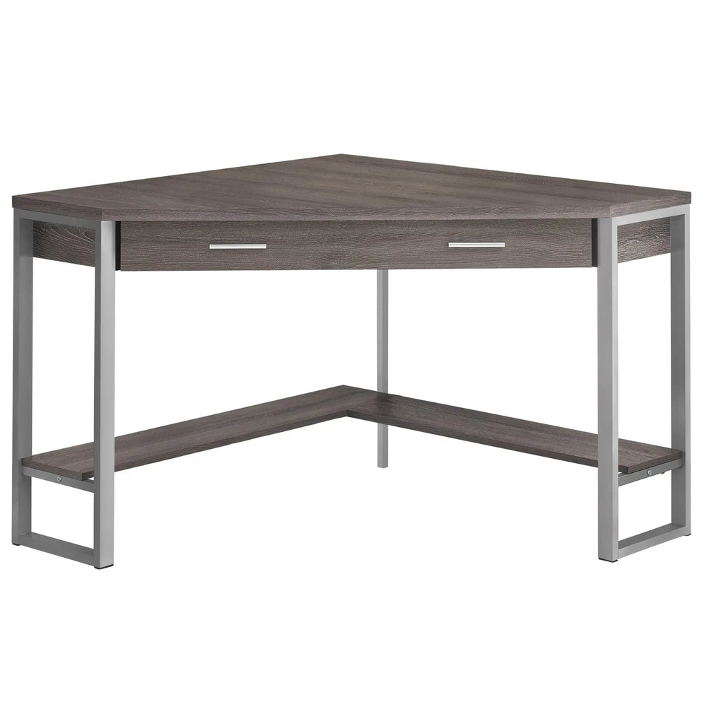 42" Taupe and Silver Corner Computer Desk - Homeroots - Flyclothing LLC