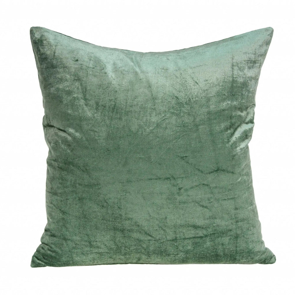 18" X 7" X 18" Transitional Green Solid Pillow Cover With Poly Insert - Homeroots - Flyclothing LLC