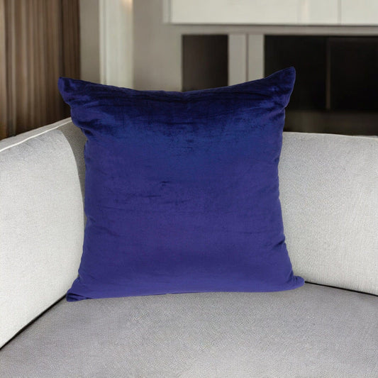 18" X 7" X 18" Transitional Royal Blue Solid Pillow Cover With Poly Insert - Homeroots