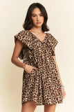 Davi & Dani Animal Printed Velvet Ribbon Mini Dress - Trendsi - Flyclothing LLC