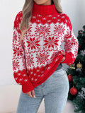 Christmas Snowflake Turtleneck Long Sleeve Sweater - Trendsi - Flyclothing LLC